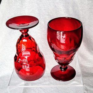 1930s Fenton Georgian Ruby Red Goblets (2) wine, beer, cocktail - Valentine's!